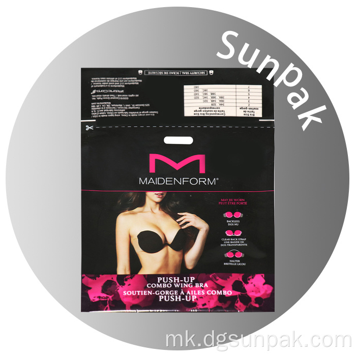 прилагодена пластична кеса за пакување бебешка облека со кука